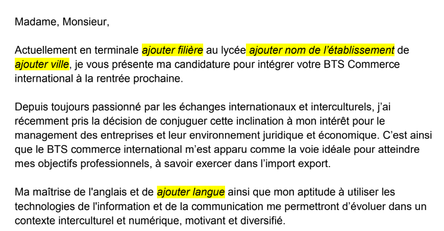 Lettre De Motivation Commerce International Exemple Et Mod Le