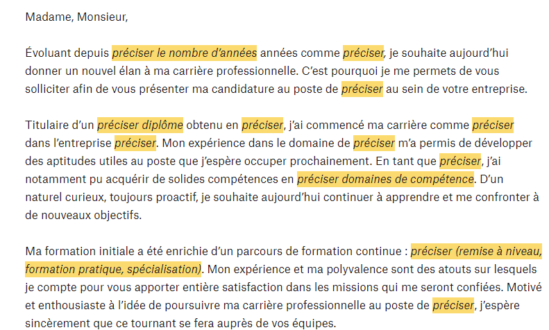 comment rédiger une lettre de motivation pour changement de poste