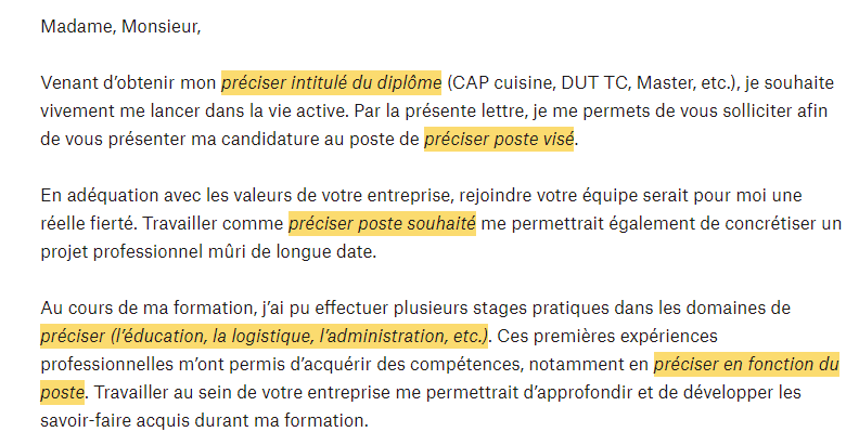 Lettre De Motivation Premier Emploi Exemple Et Modèle à Télécharger